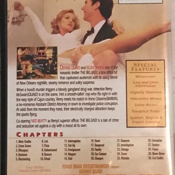 3/$10 “The Big Easy” DVD Starring Dennis Quaid - Pre-owned - Picture 2 of 6
